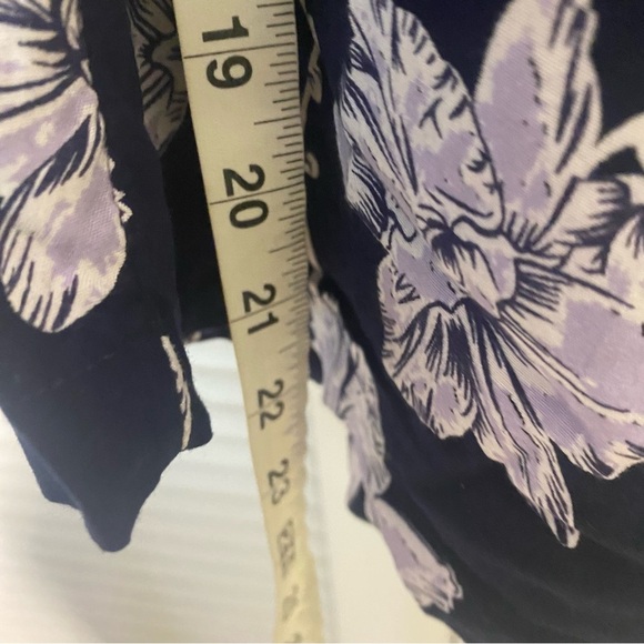 Ellos Size 2X Womens Pull On Palazzo Pants Floral Wide Leg Crop Blue Stretch - Picture 9 of 9